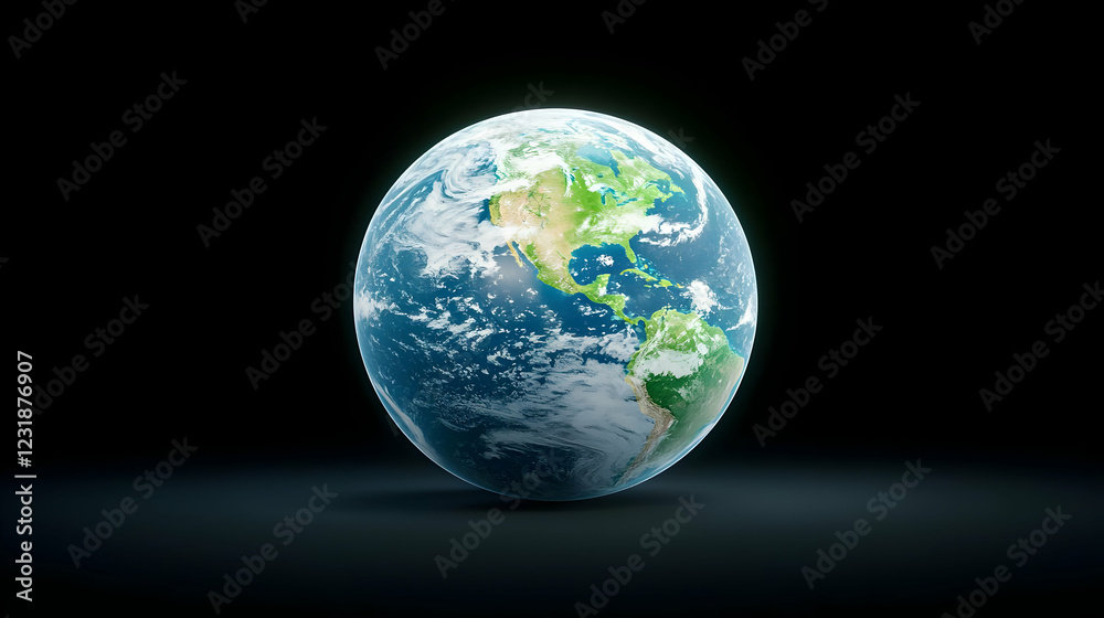 Fototapeta premium Earth globe, continents, dark background, global issues, environmental use