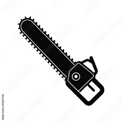 Chainsaw Silhouette Vector Icon for Landscaping and Tree Cutting