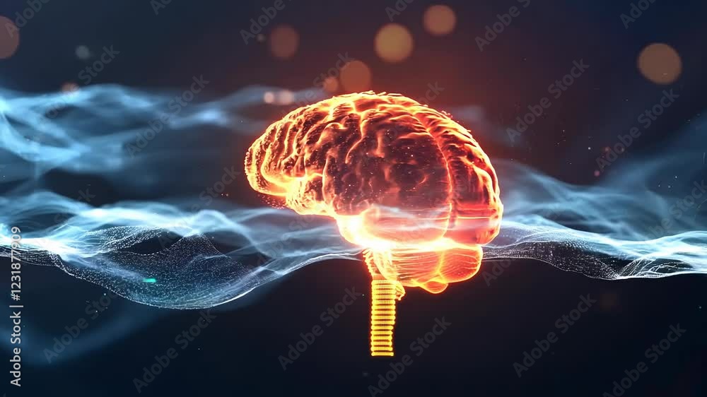 glowing digital brain with futuristic neural connections, artificial intelligence and technology,