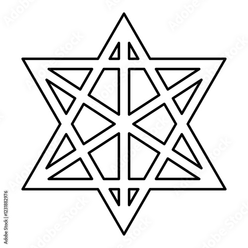 Metatron cube Sacred geometry contour outline line icon black color vector illustration image thin flat style