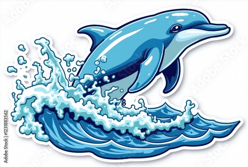 Wallpaper Mural Cartoon Dolphin Leaping from Ocean Waves Torontodigital.ca