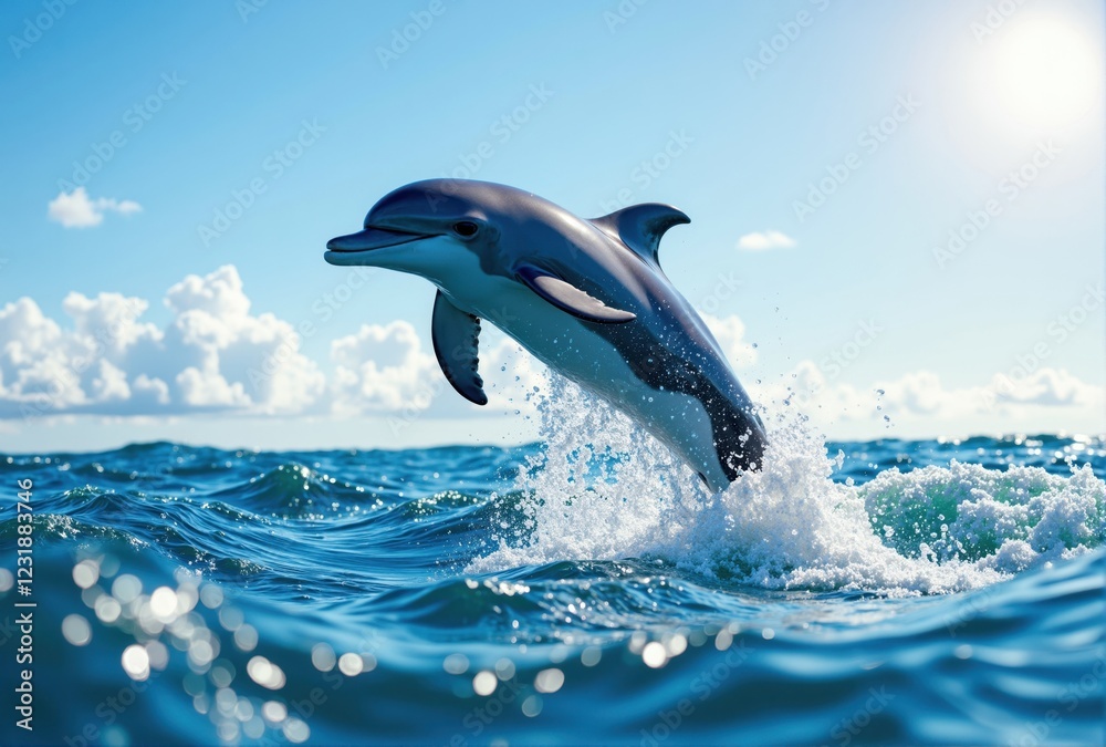 Fototapeta premium Dolphin Leaping from Ocean Water