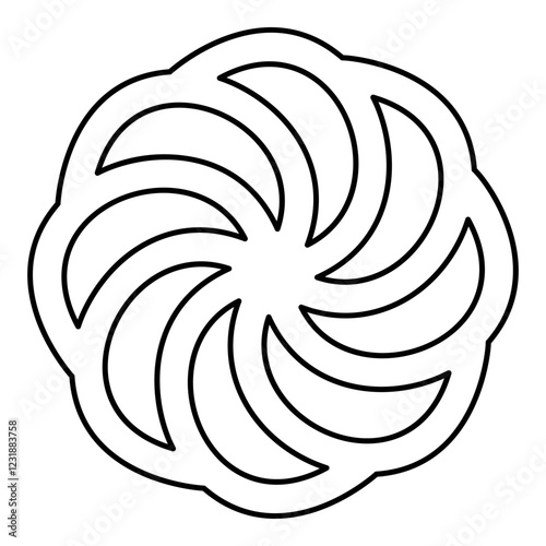 Armenian Arevakhach Neo paganism symbol sunny cross solar mythology Hetanism Armenian neo powder heathenism Eternity sign pumpkin contour outline line icon black color vector illustration image thin 