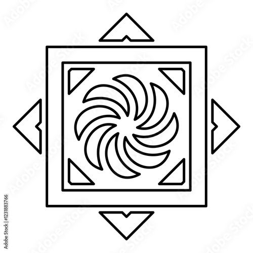 Armenian Arevakhach Neo paganism symbol sunny cross solar mythology Hetanism Armenian neo powder heathenism Eternity sign pumpkin contour outline line icon black color vector illustration image thin 