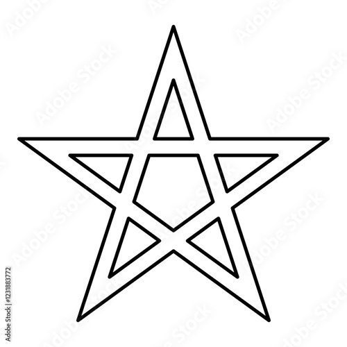 Pentagram Neo paganism sign five pointed star contour outline line icon black color vector illustration image thin flat style