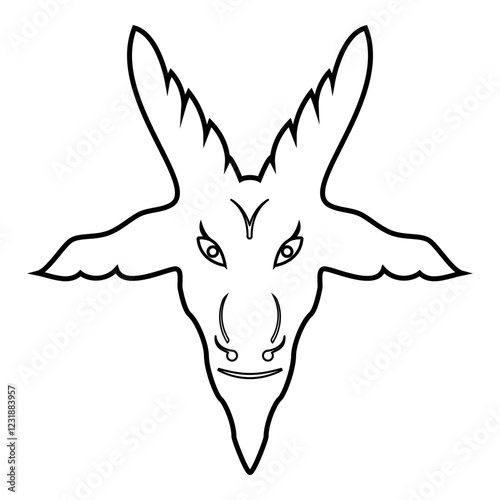 Head goat Symbol Satanism of Lavaeus Sigil of Baphomet sign contour outline line icon black color vector illustration image thin flat style