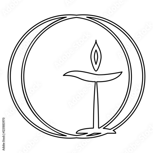 Flaming chalice symbol Unitarian universalism concept contour outline line icon black color vector illustration image thin flat style