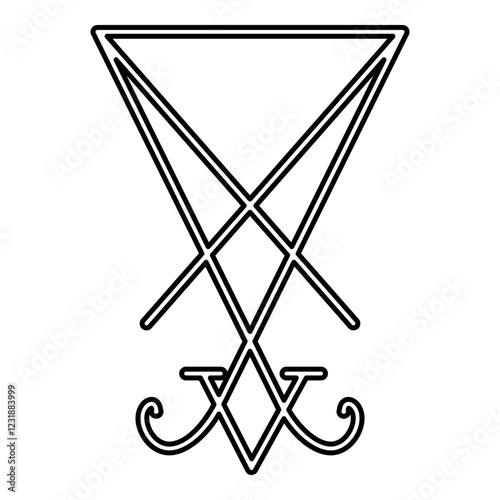 Lucifer's sign seal Satan Lucifer symbol contour outline line icon black color vector illustration image thin flat style