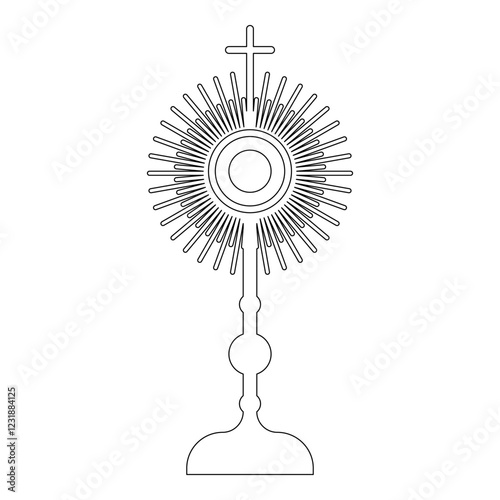 Monstrance Christi Sacrament of the eucharist contour outline line icon black color vector illustration image thin flat style