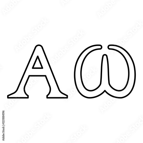 Alpha Omega symbols Greek sings contour outline line icon black color vector illustration image thin flat style