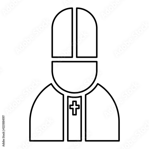 Pope catolic Man Church bishop contour outline line icon black color vector illustration image thin flat style