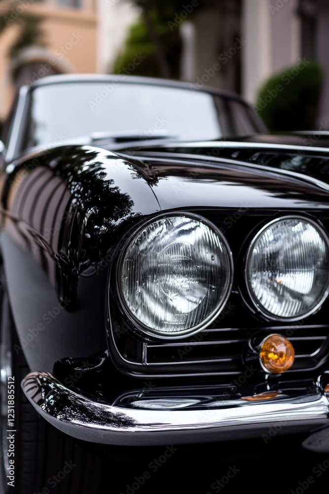 Fototapeta premium A close-up shot of a black car's headlights, great for use in automotive or transportation-themed contexts