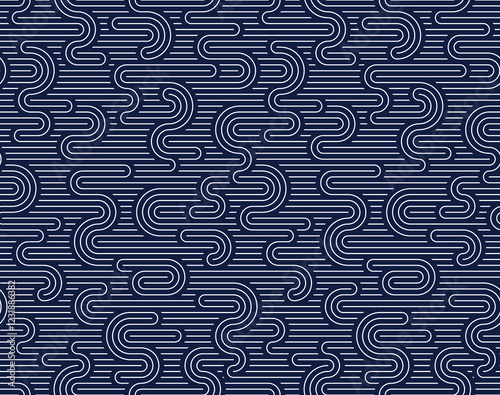 Linear seamless pattern, vector stripy geometric abstract background, tiling art runny dynamic lines, funky endless retro wallpaper.
