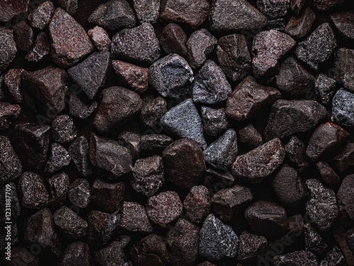 Natural abstract texture showcasing dark stones arranged in a unique pattern photo