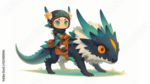 Wallpaper Mural Fantasy Rider with a Playful Dragon Companion in Vibrant Adventure Illustration Torontodigital.ca