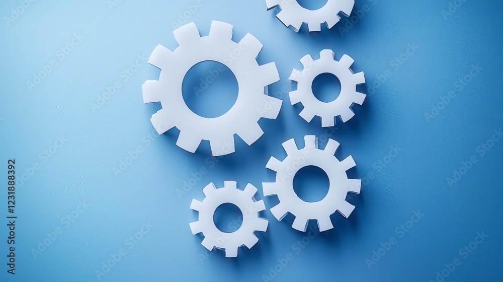 Abstract Gears and Cogs on a Light Blue Background Abstract Gears and Cogs on a Light Blue Background