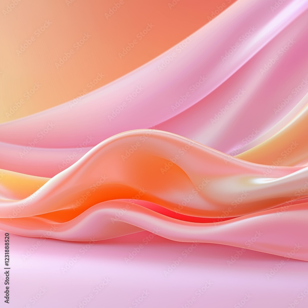 Obraz premium Soft colorful flowing fabric waves in gradient shades.