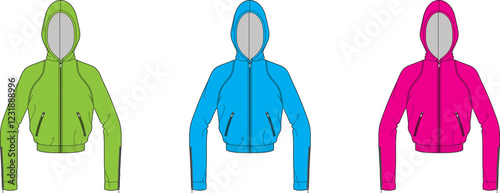 Fashion Cropped Hoodie Jacket Design Template