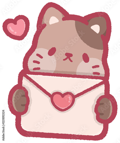 cute cat holding love letter for Valentine's Day
