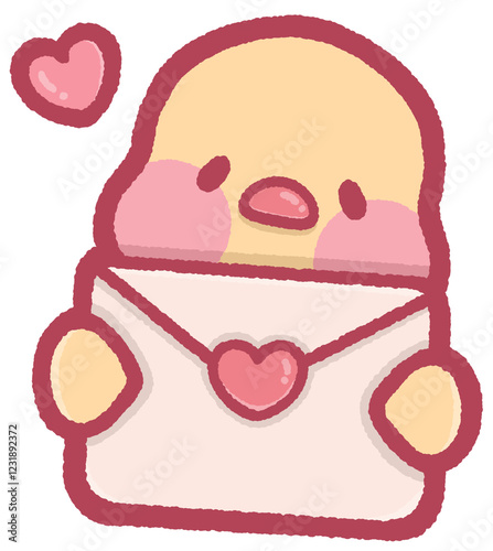 cute chicken holding love letter for Valentine's Day