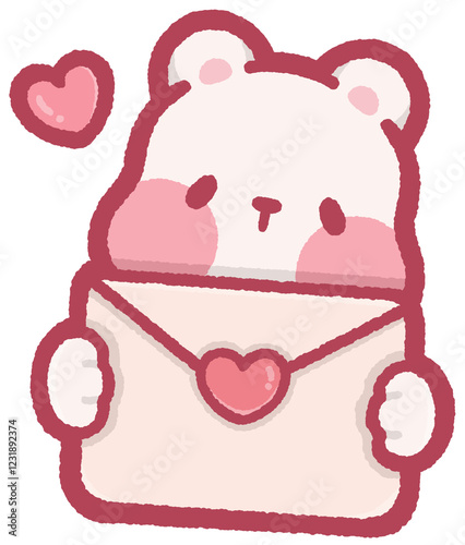 cute polar bear holding love letter for Valentine's Day