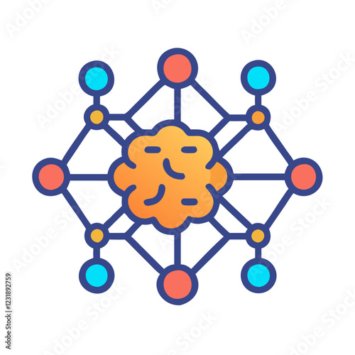 Deep Learning Icon Vector Illustration for Data Science and AI Innovation Concepts