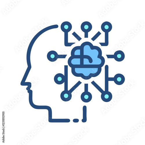 Deep Learning Icon Vector Illustration for Machine Learning Technology and AI