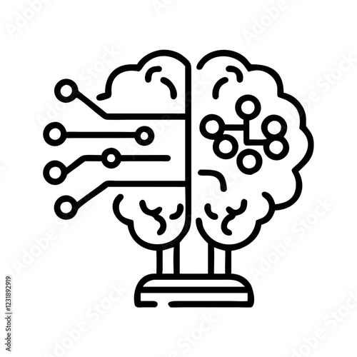 Deep Learning Icon Vector Illustration for Machine Learning Technology and AI