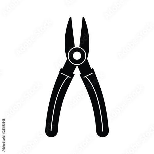 Pliers silhouette vector illustration – adjustable gripping and cutting tool icon for construction, workshop, and maintenance designs.