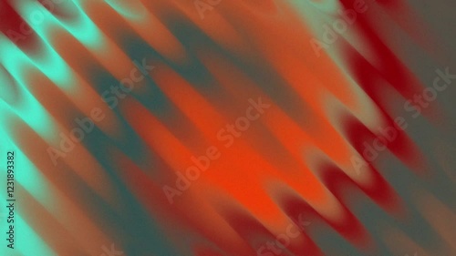 Abstract wavy patterns in red and teal create a vibrant, dynamic visual effect.
