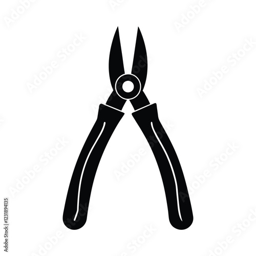 Pliers silhouette vector icon – black hand tool symbol for construction, repair, electrician, mechanical, industrial, and DIY projects.