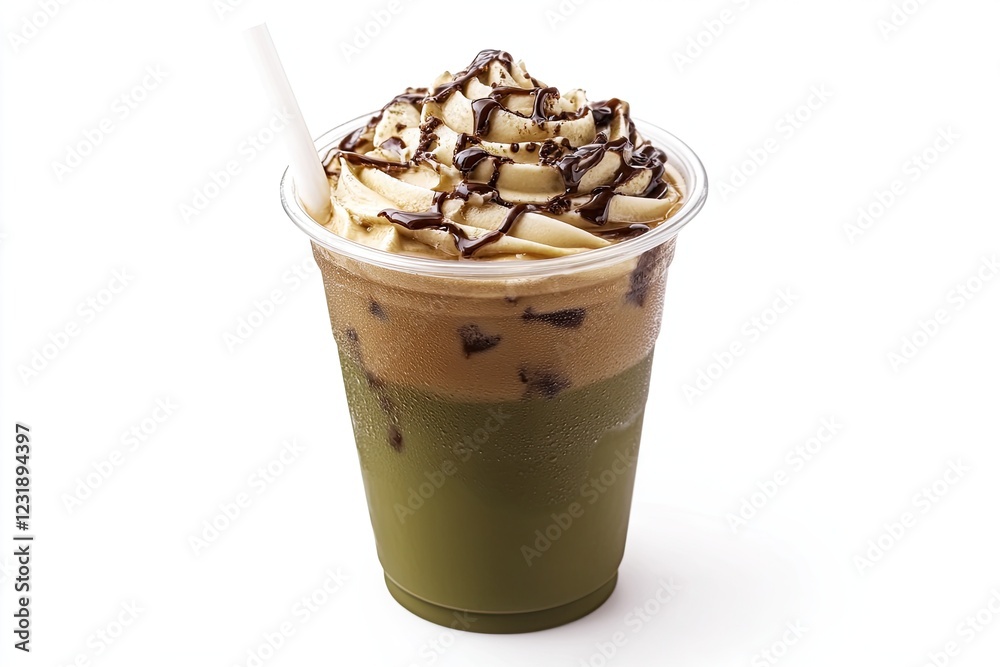 Ice matcha latte isolated on white background Ice matcha latte isolated on white background