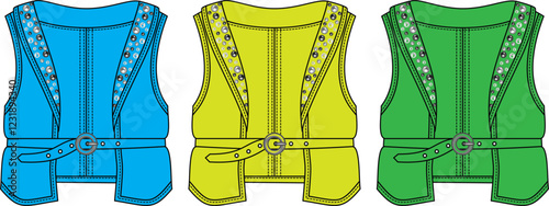 Stylish Sleeveless Denim Vest with Embellishments Fashion Design