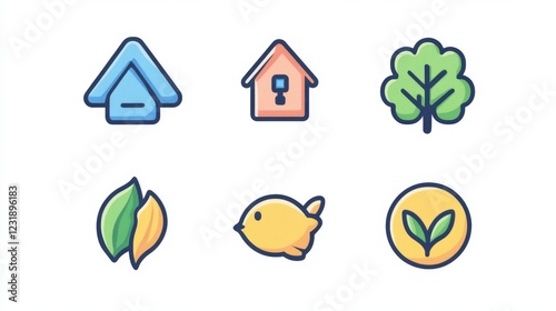 Nature icons and symbols for home and environment graphic design digital art creative space photo