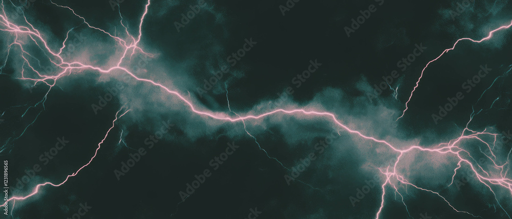 Fototapeta premium Dynamic lightning flashes create energetic bursts against a black background