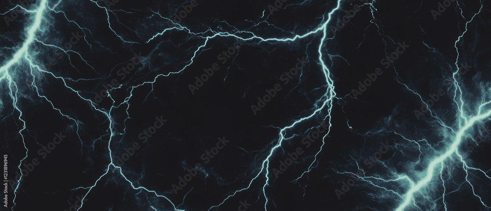 Fototapeta premium Dynamic lightning forks with multi-branched electric discharge on a dark background