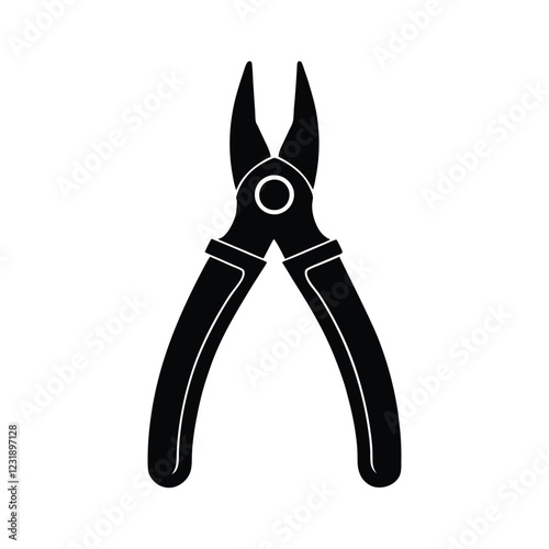 Versatile pliers silhouette vector icon for electricians, engineers, construction workers, DIY enthusiasts, industrial repairs, and maintenance tools.