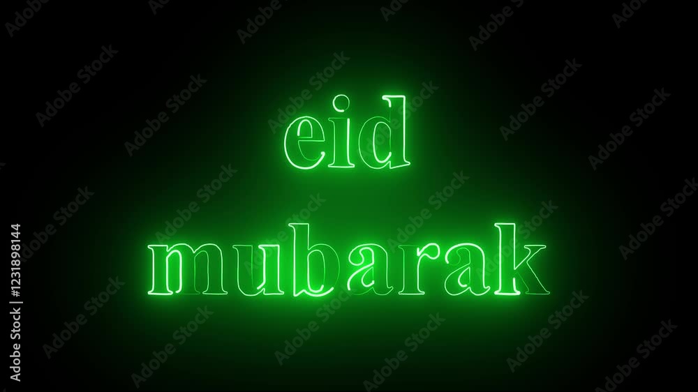 glowing neon text EID MUBARAK animation on black background. EID MUBARAK neon sign animation. glowing neon text EID MUBARAK animation on black background. EID MUBARAK neon sign animation.
