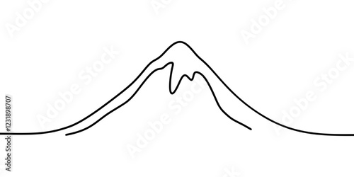 Mountains, hills continuous one line icon drawing on white background.