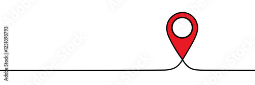 Location pins, geotag sign line continuous drawing vector. One line Location pins, geotag vector background. Location pin, geotag icon. Continuous outline of Location pin, geotag. Linear Locations pin