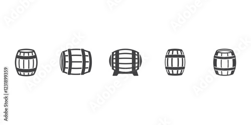 Professional Wooden Keg Icons Silhouette Vector Illustration