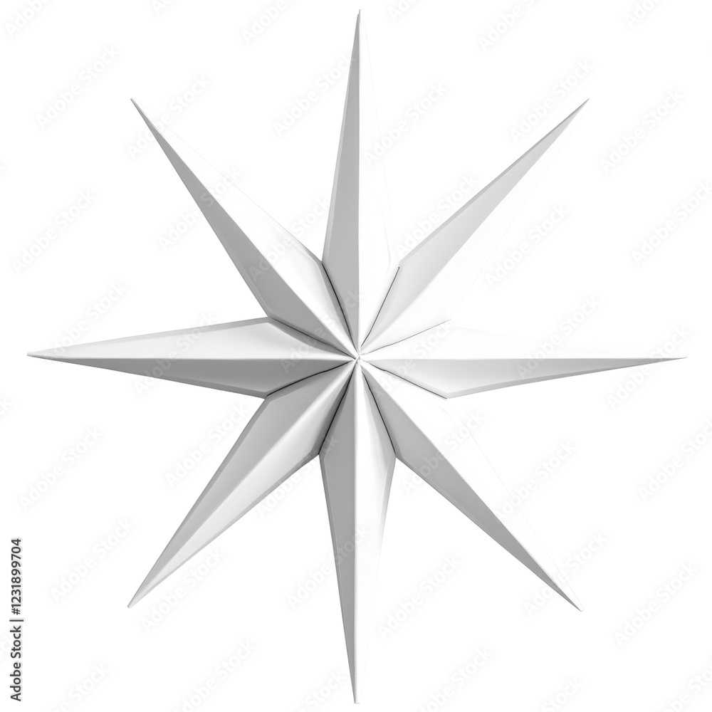 The image shows a digitally rendered ten-pointed star with a clean white design against a black background. The image shows a digitally rendered ten-pointed star with a clean white design against a black background.