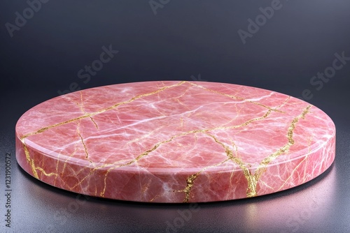 A decorative pink marble platter placed on a table, perfect for serving or displaying photo