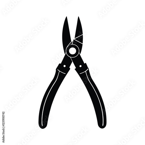Pliers silhouette vector illustration icon for repair, construction, and industrial tools, perfect for toolkits, workshops, DIY projects, and mechanical work.