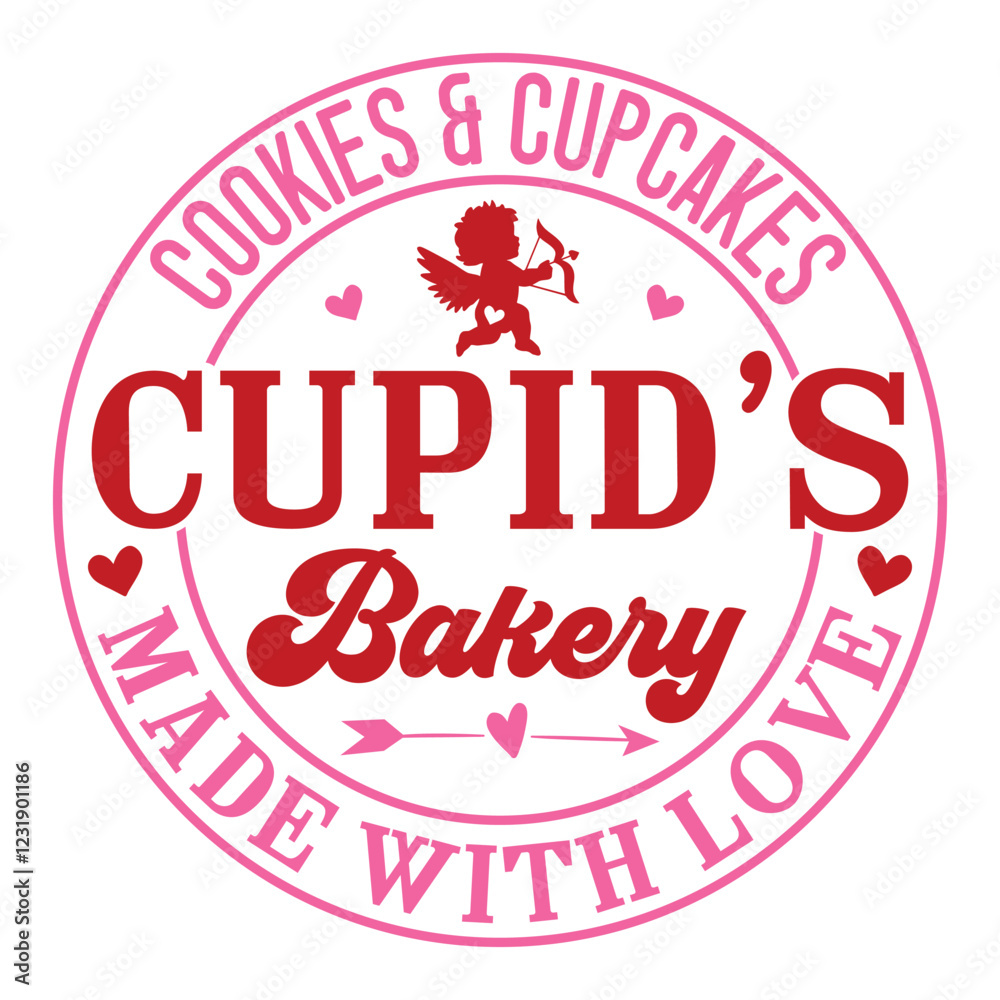 Cookies & cupcakes cupid’s bakery made with love Round Sign SVG Art & Illustration Cookies & cupcakes cupid’s bakery made with love Round Sign SVG Art & Illustration