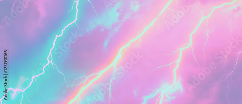 Vibrant lightning overlay texture with rainbow colors glowing against a dark background