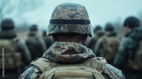 Soldiers braving severe weather during patrol in challenging conditions