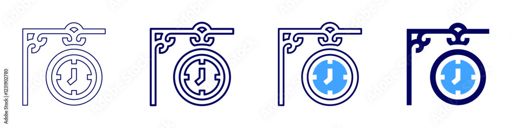 Clock train icon in 4 different styles. Thin Line, Line, Bold, and Bold Line. Duotone style. Editable stroke Clock train icon in 4 different styles. Thin Line, Line, Bold, and Bold Line. Duotone style. Editable stroke