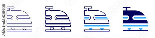 Railway network icon in 4 different styles. Thin Line, Line, Bold, and Bold Line. Duotone style. Editable stroke