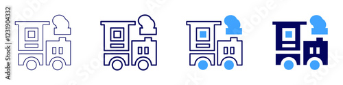 Railway overhaul icon in 4 different styles. Thin Line, Line, Bold, and Bold Line. Duotone style. Editable stroke